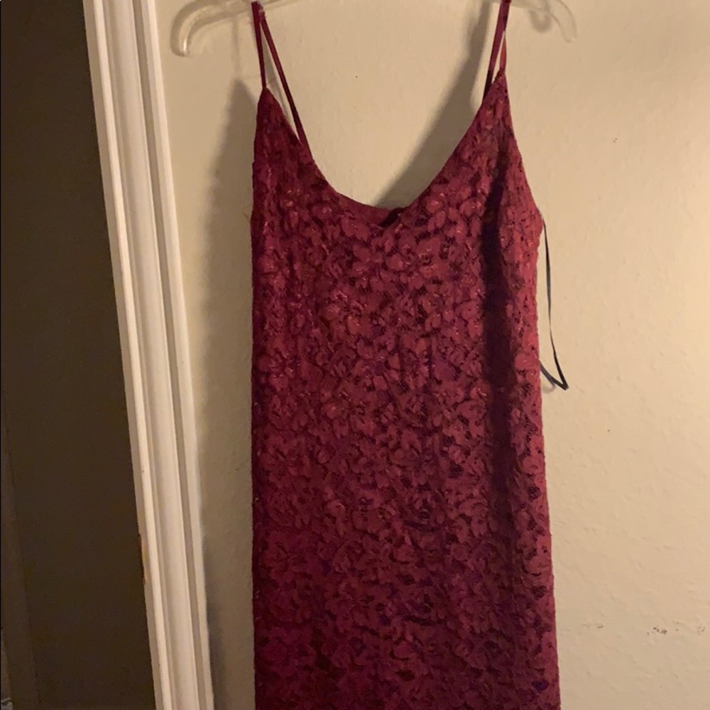 Red lace mini dress
